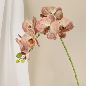 Peach artificial seven-head phalaenopsis orchid stem