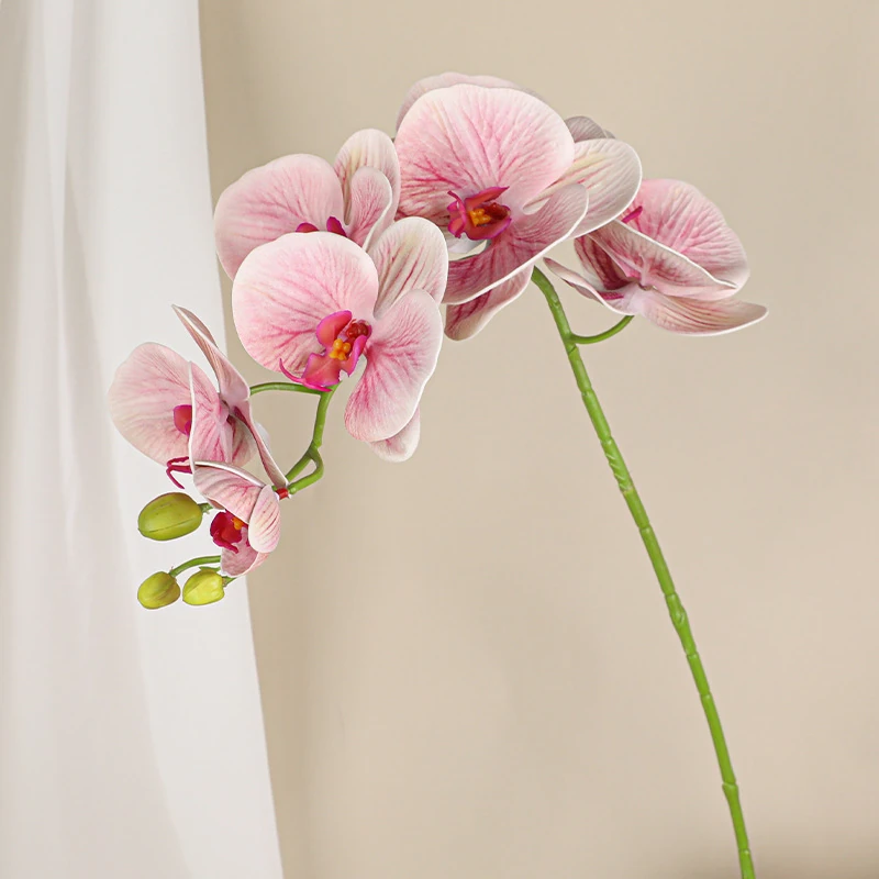 Pink artificial seven-head phalaenopsis orchid stem