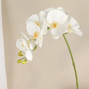 White artificial seven-head phalaenopsis orchid stem