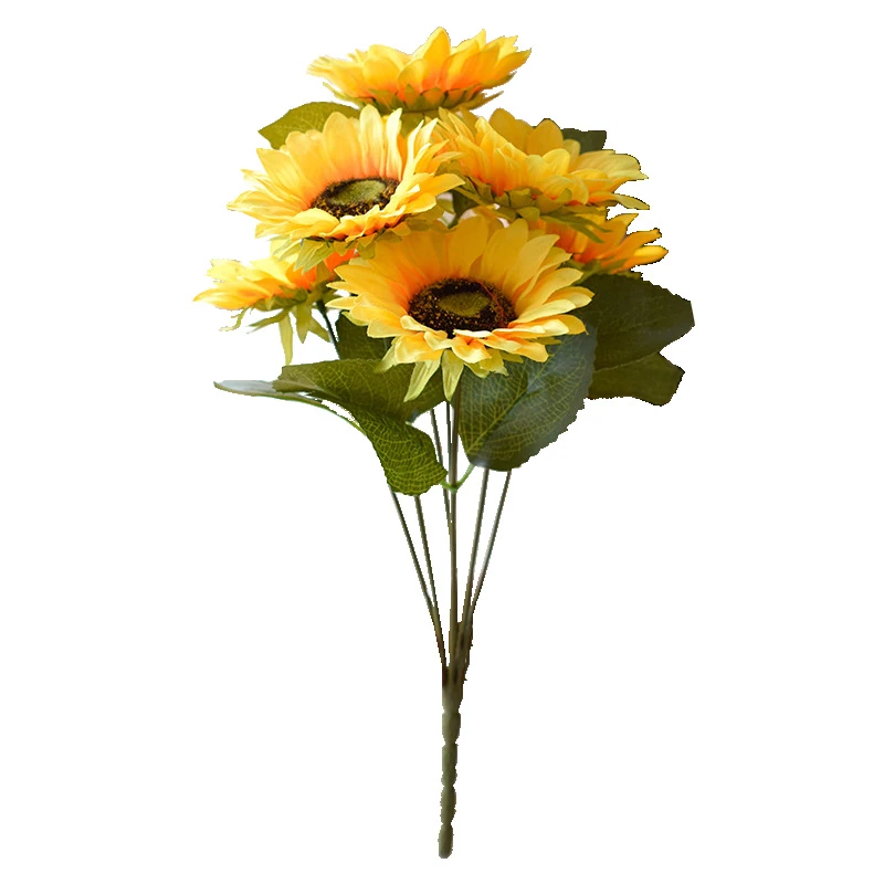 Artificial Seven-Head Sunflower Bush, 48 cm