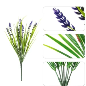 Blue artificial Seven-Stem Lavender Flower Bush, 35 cm