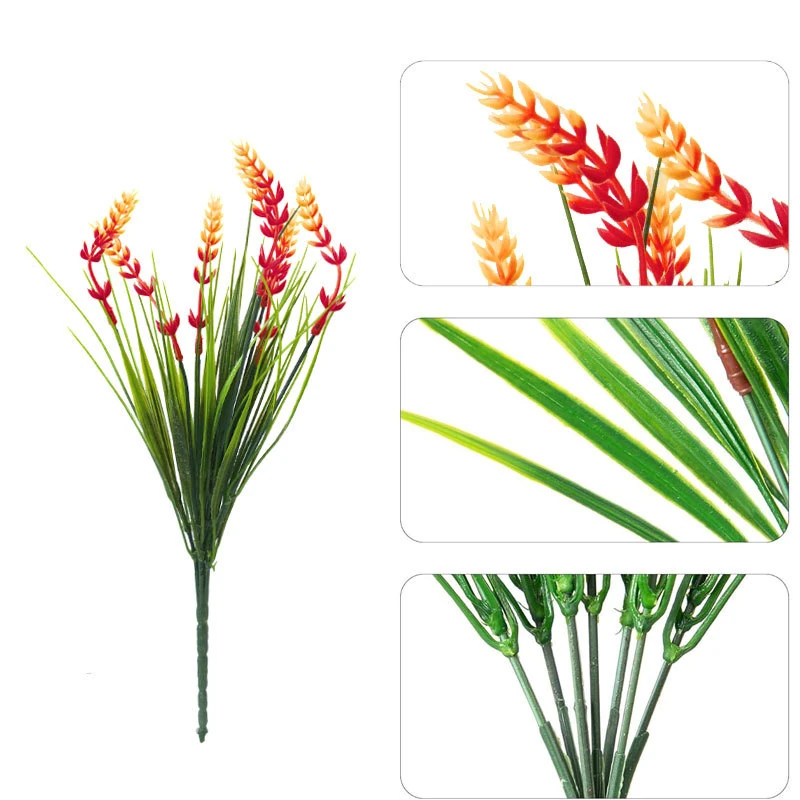 Orange artificial Seven-Stem Lavender Flower Bush, 35 cm