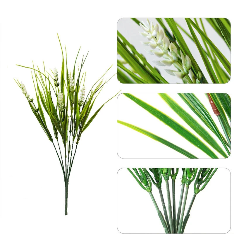 White artificial Seven-Stem Lavender Flower Bush, 35 cm