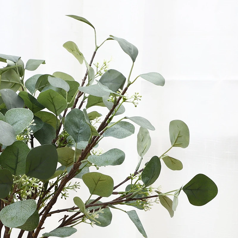 Alternate view of artificial silver dollar eucalyptus branch