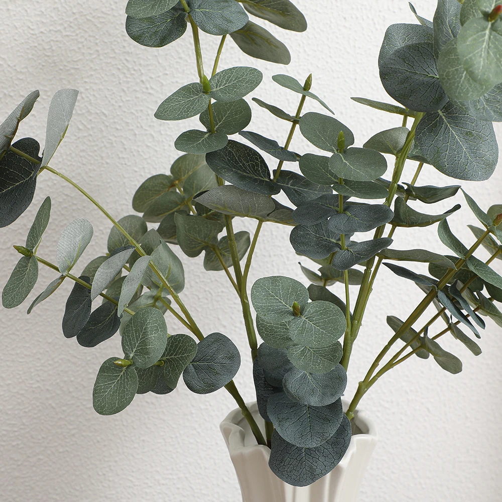 Close-up of artificial silver dollar eucalyptus spray
