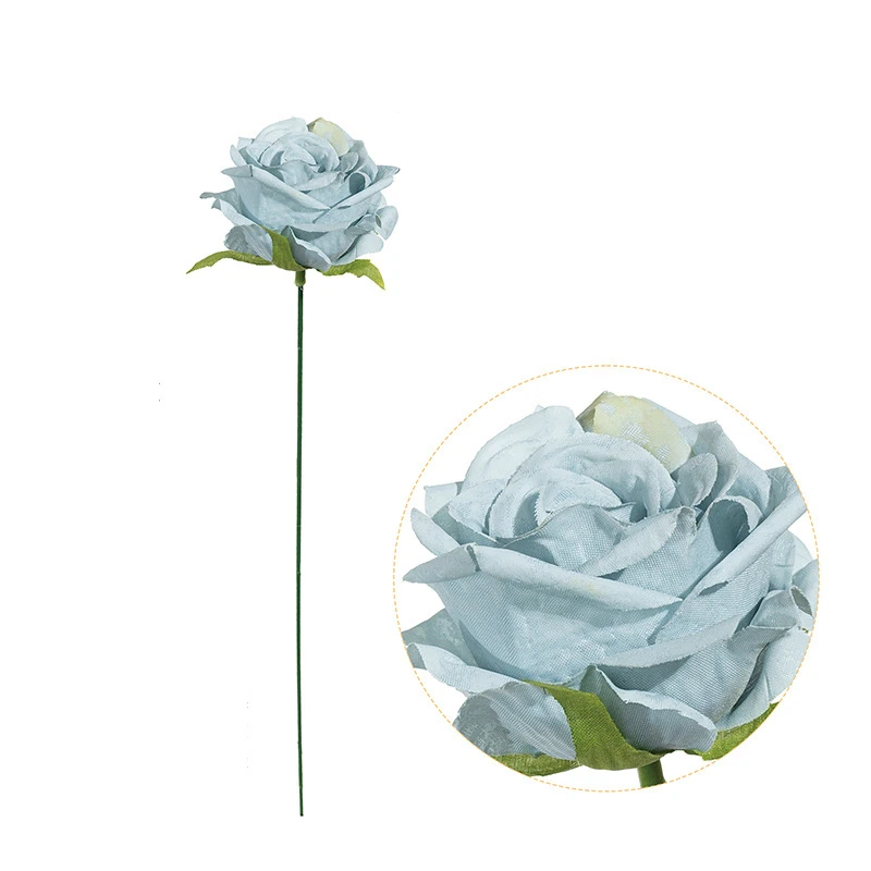 Blue artificial Single Rose Flower Stem, 45 cm