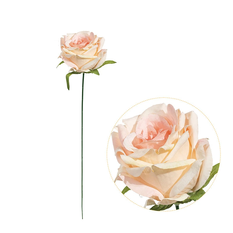 Champagne artificial Single Rose Flower Stem, 45 cm