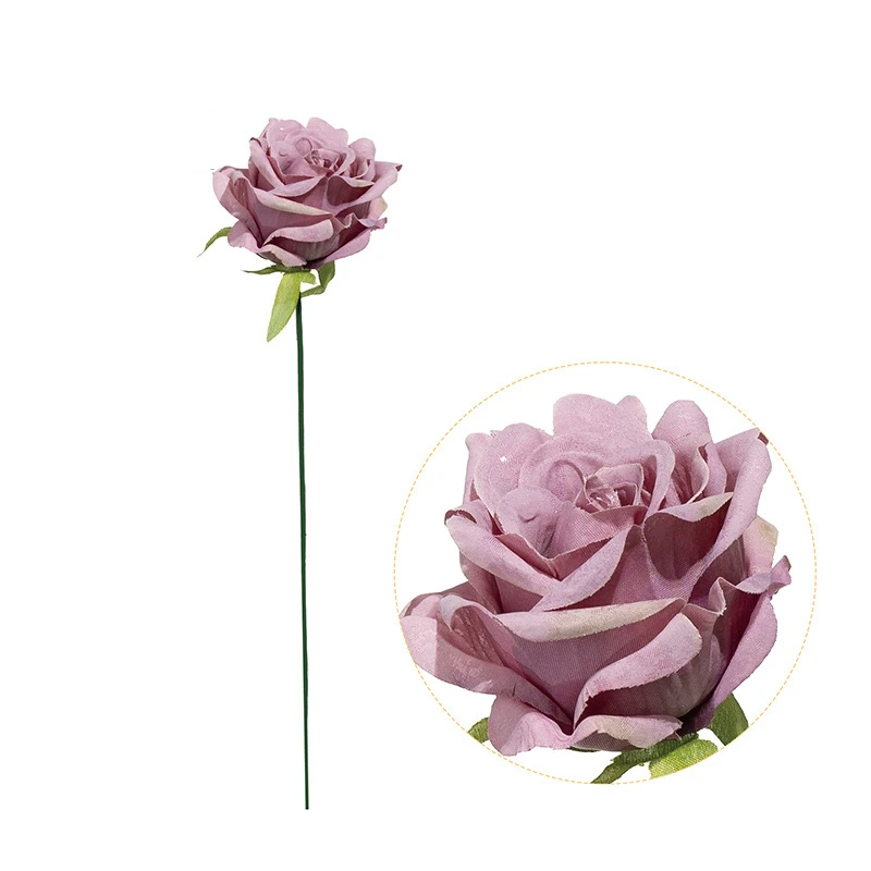 Purple artificial Single Rose Flower Stem, 45 cm