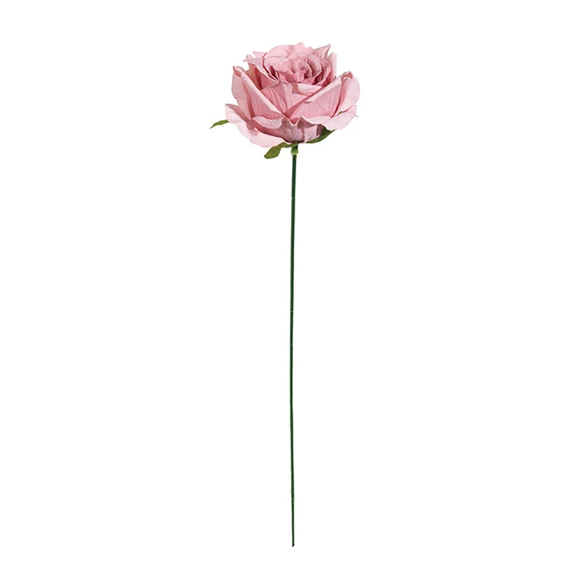 Full-length view of rose pink artificial Single Rose Flower Stem