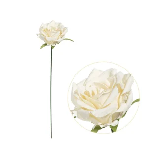 White artificial Single Rose Flower Stem, 45 cm