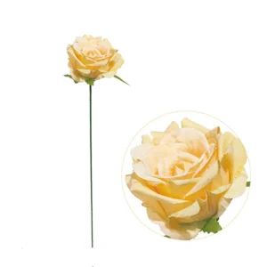 Yellow artificial Single Rose Flower Stem, 45 cm