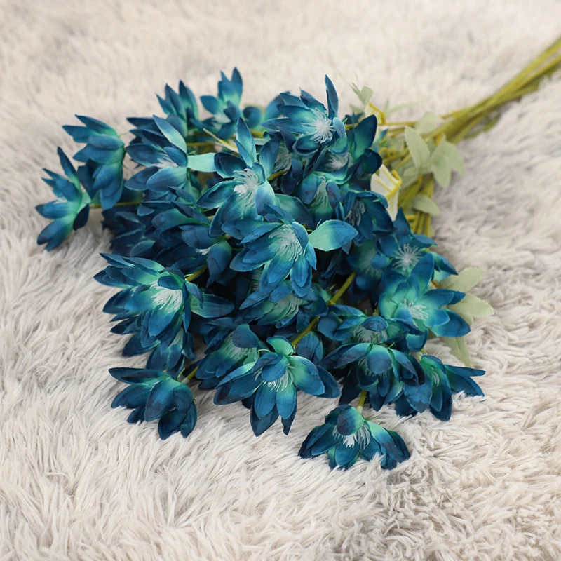Close-up of blue detail for artificial six-head snow lotus flower stem