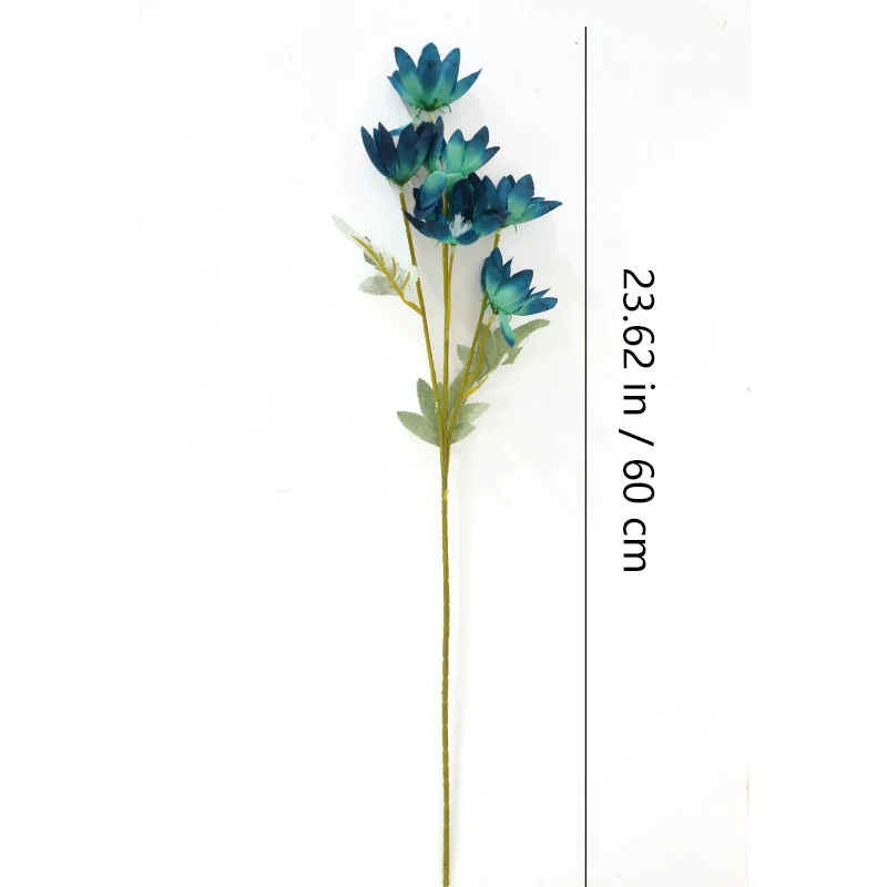 Size diagram for blue artificial six-head snow lotus flower stem