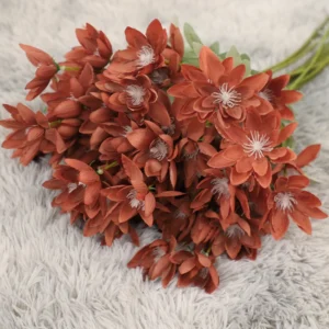 Brown artificial six-head snow lotus flower stem