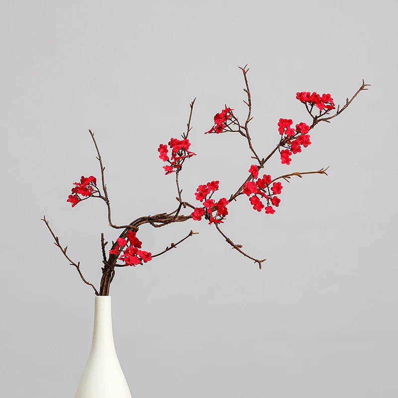 Artificial Small Blossom Branch shown in red vase application