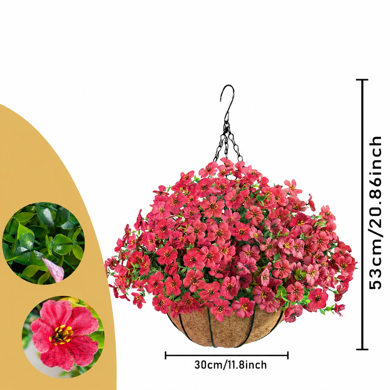 hot pink artificial small pansy hanging basket