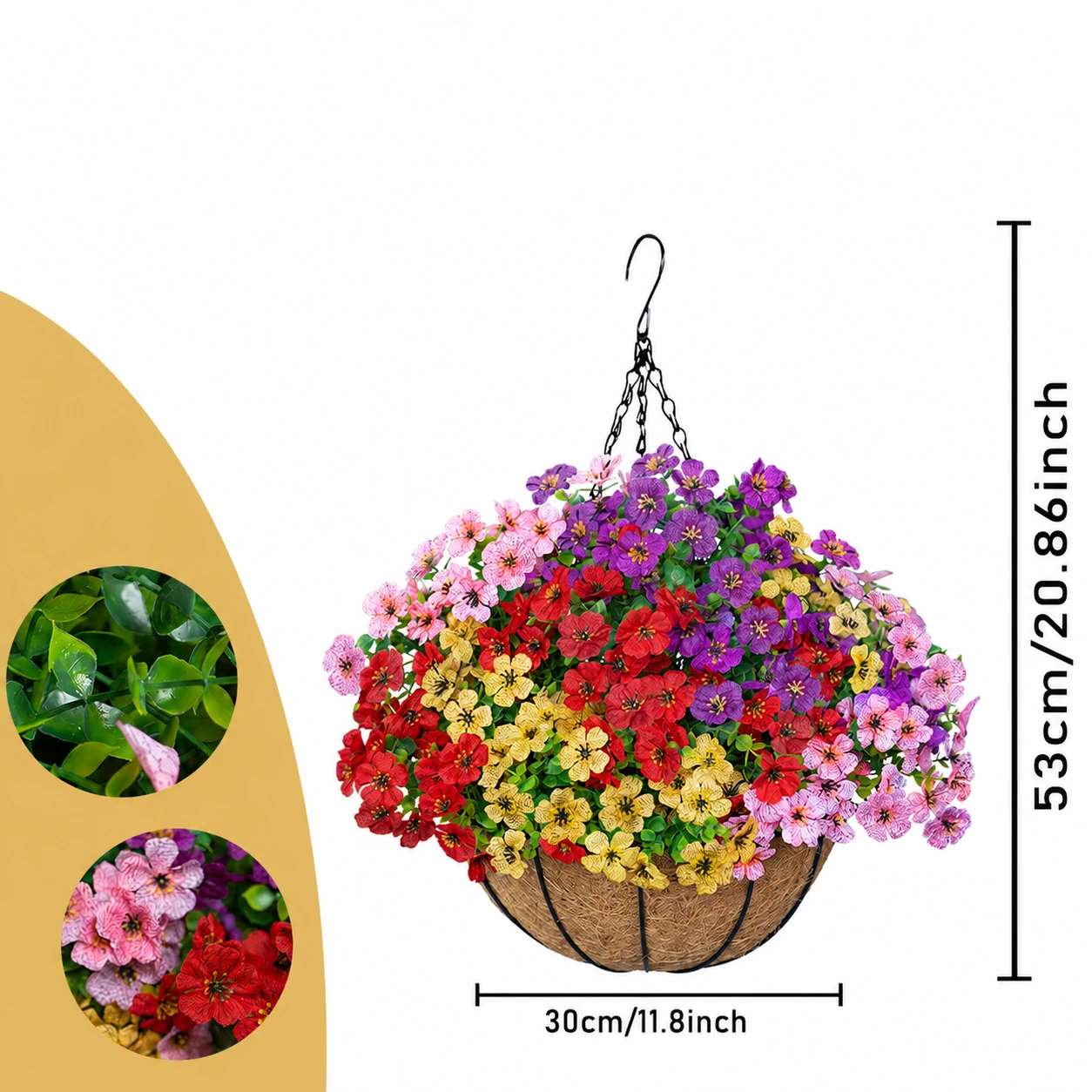 pink mix artificial small pansy hanging basket