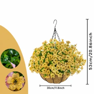 yellow artificial small pansy hanging basket