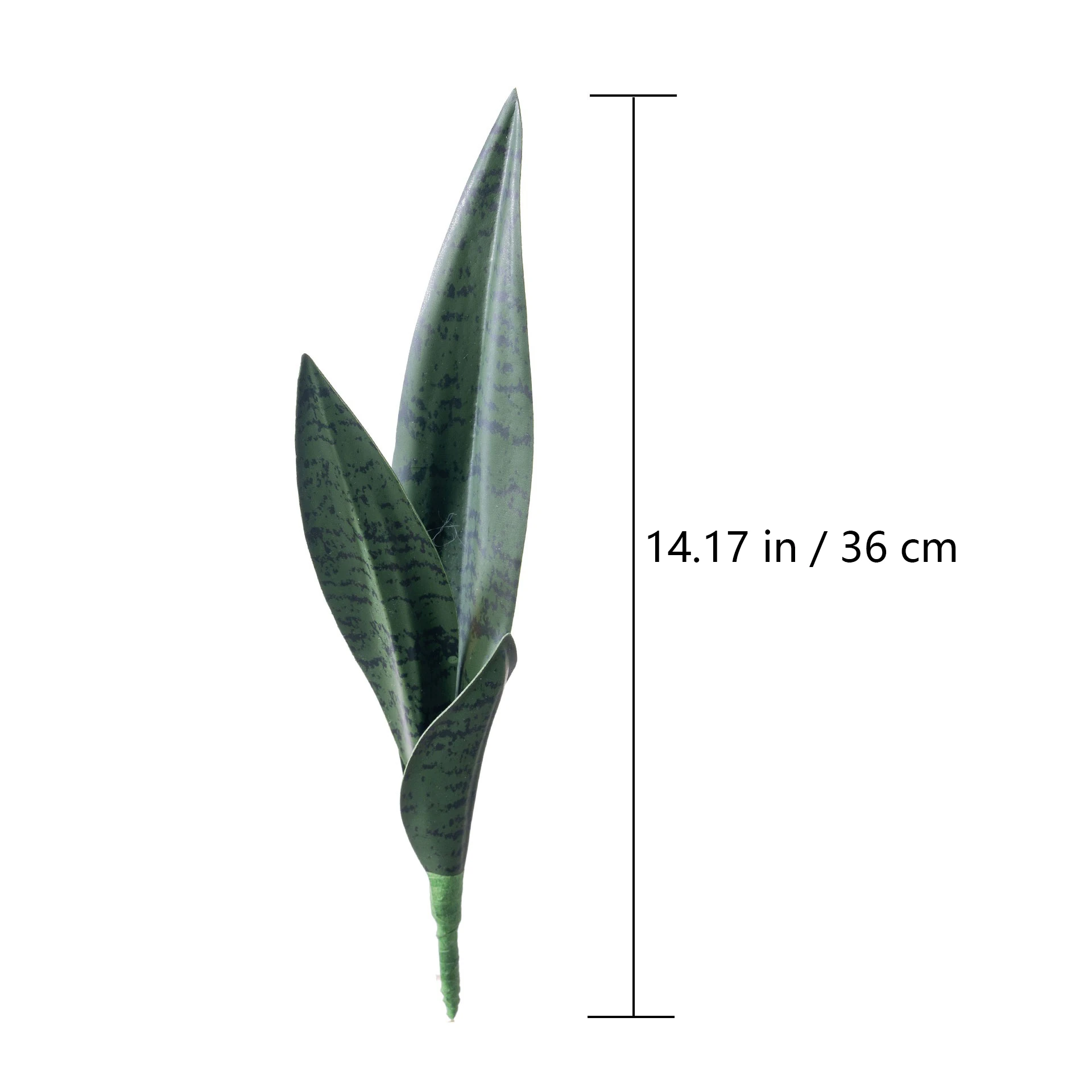 Alternate view of dark green size 36cm artificial snake plant leaf insert