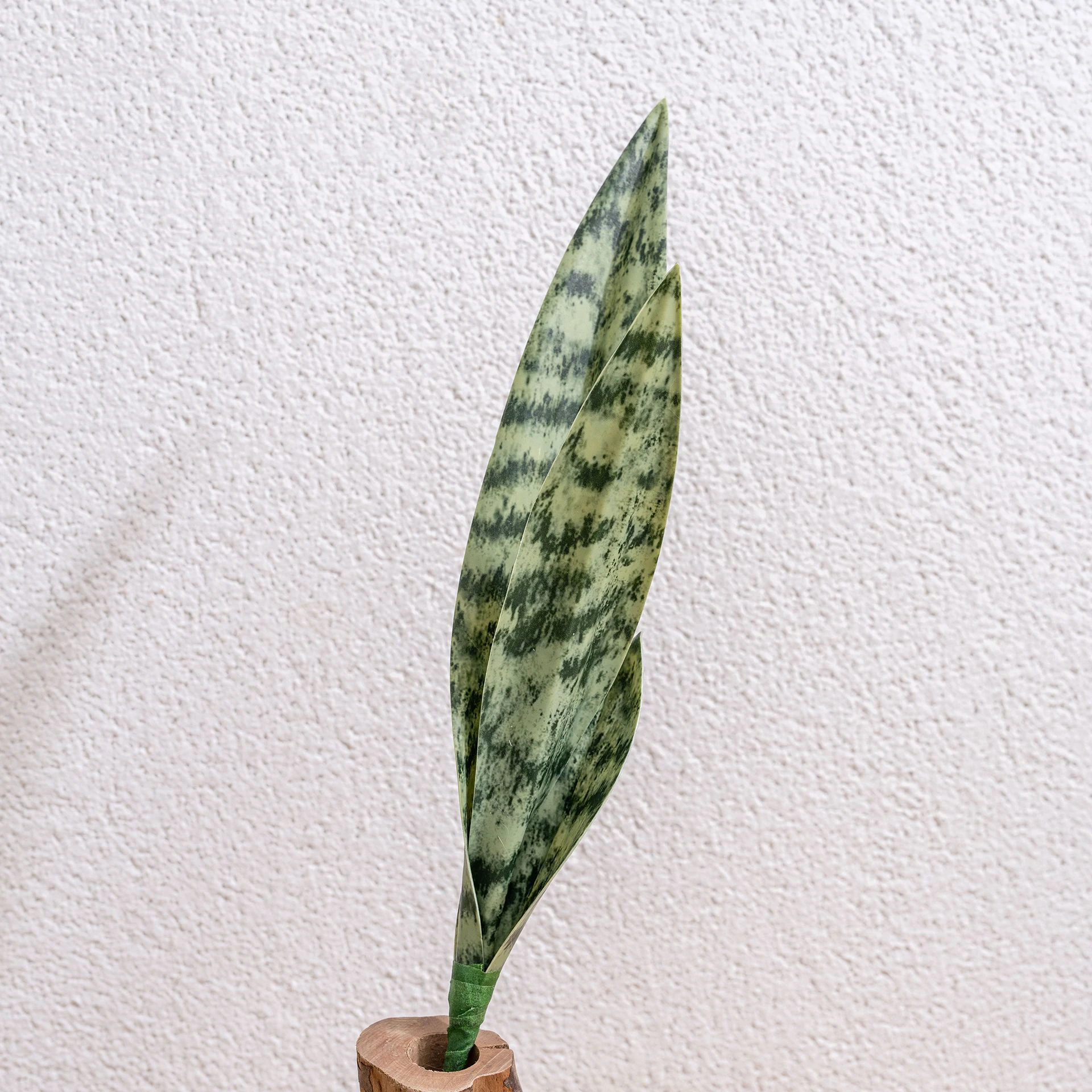 Mottled Green artificial snake plant leaf insert