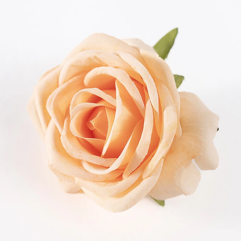 Champagne artificial Soft-Petal Rose Flower Head, 8 cm