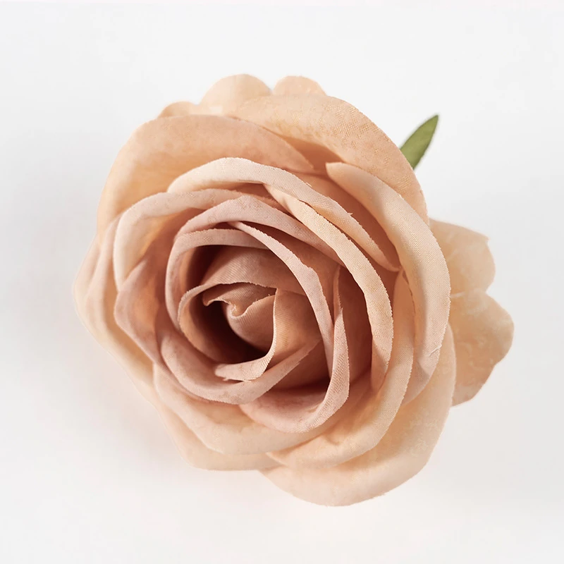 Deep Champagne artificial Soft-Petal Rose Flower Head, 8 cm