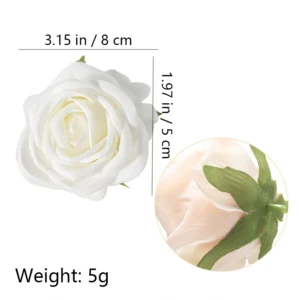 Specification diagram for white artificial Soft-Petal Rose Flower Head
