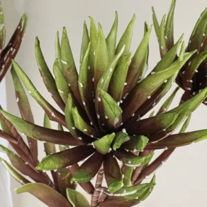 Close-up of green brown artificial spiky protea flower stem