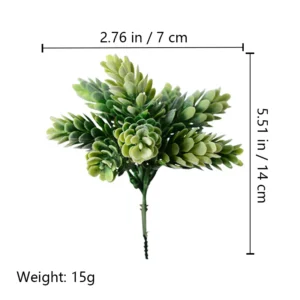 Size diagram for artificial succulent bush, 14cm
