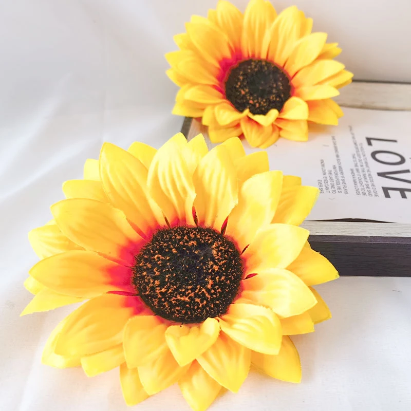 Artificial Sunflower Flower Head arranged for decorative display