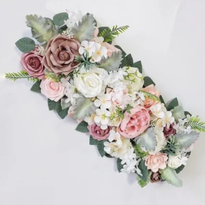 blush pink artificial sunflower rose floral centerpiece swag