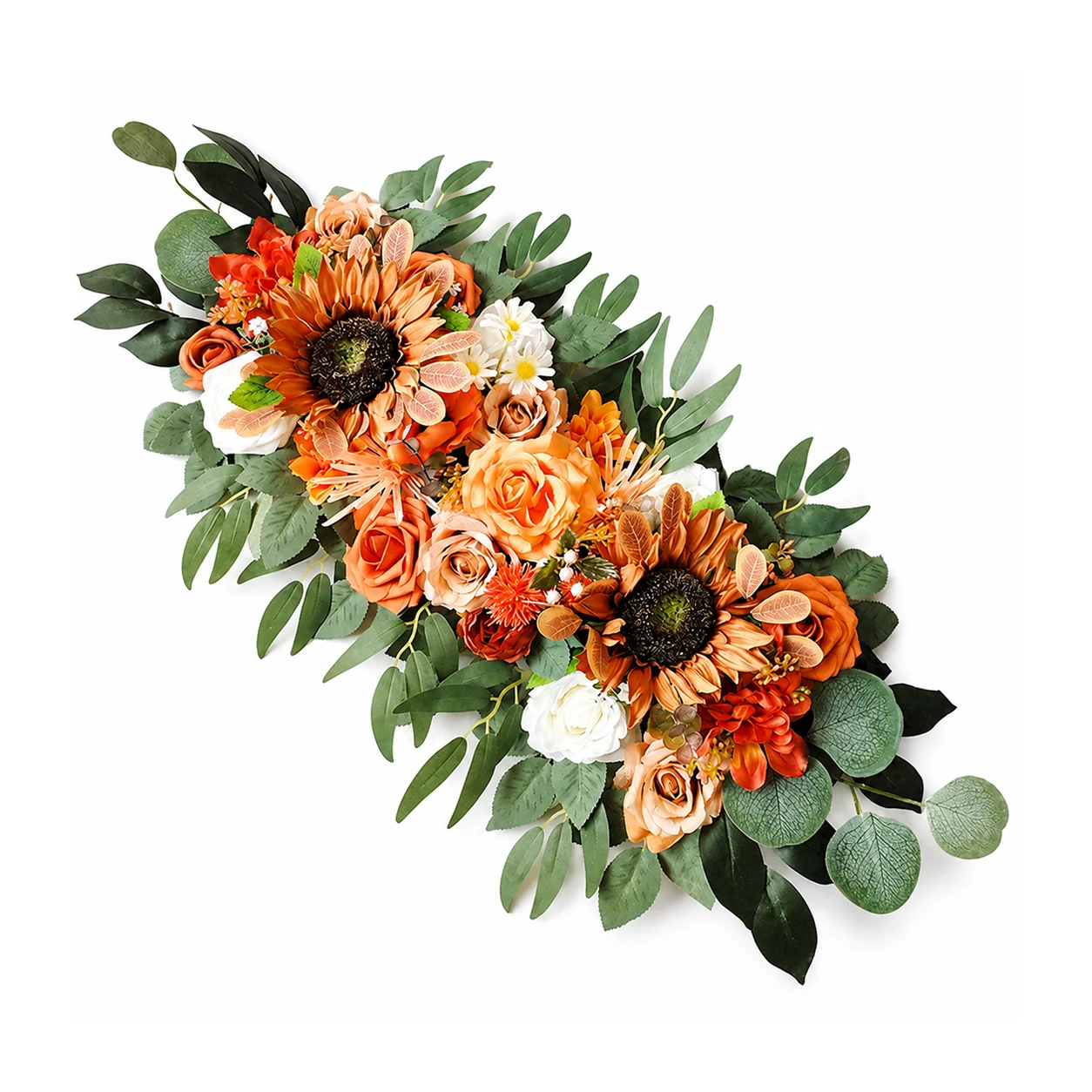 orange sunflower artificial sunflower rose floral centerpiece swag