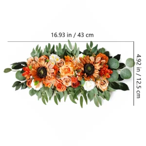 Size diagram for orange sunflower artificial sunflower rose floral centerpiece swag