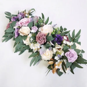 purple artificial sunflower rose floral centerpiece swag