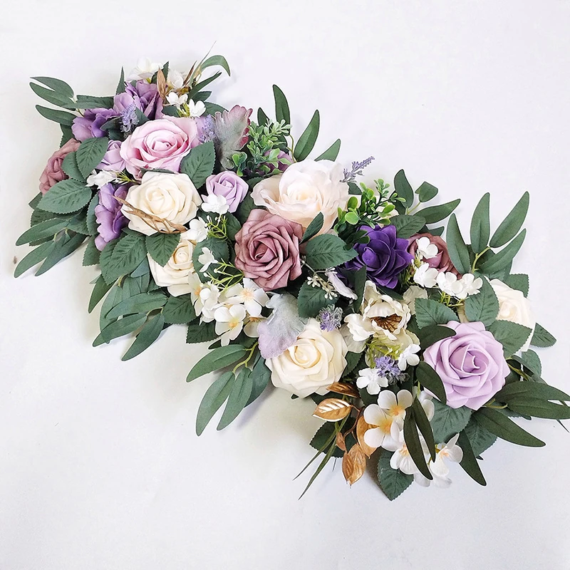 purple artificial sunflower rose floral centerpiece swag