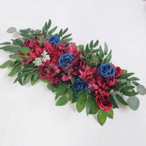 red blue artificial sunflower rose floral centerpiece swag