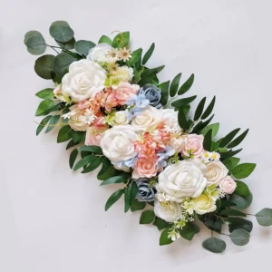 white artificial sunflower rose floral centerpiece swag