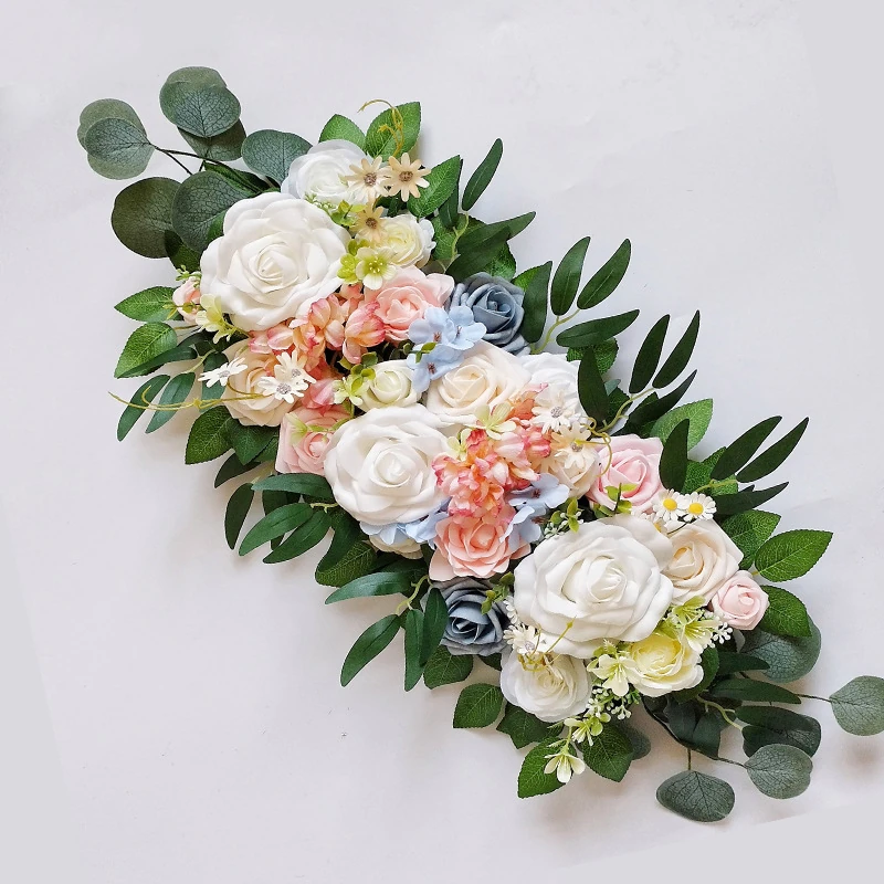 white artificial sunflower rose floral centerpiece swag