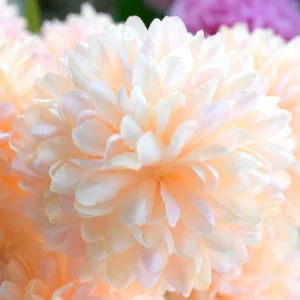 Close-up of peach artificial Ten-Head Pompon Flower Bouquet