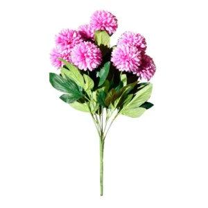 Rosa Kunst Zehn-Kopf-Pompon Blumenstrauß, 49 cm