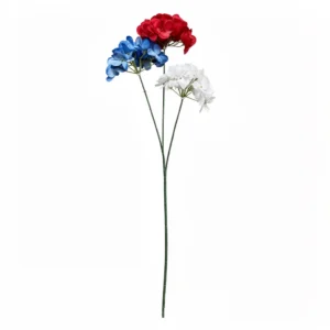 Red, blue and white artificial three-head hydrangea spray