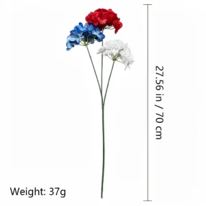 Size and weight diagram for 70 cm artificial three-head hydrangea spray