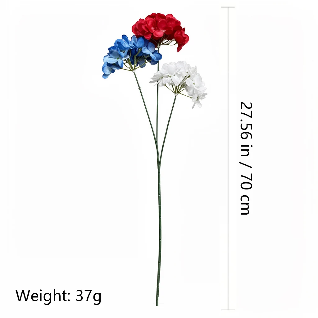 Size and weight diagram for 70 cm artificial three-head hydrangea spray