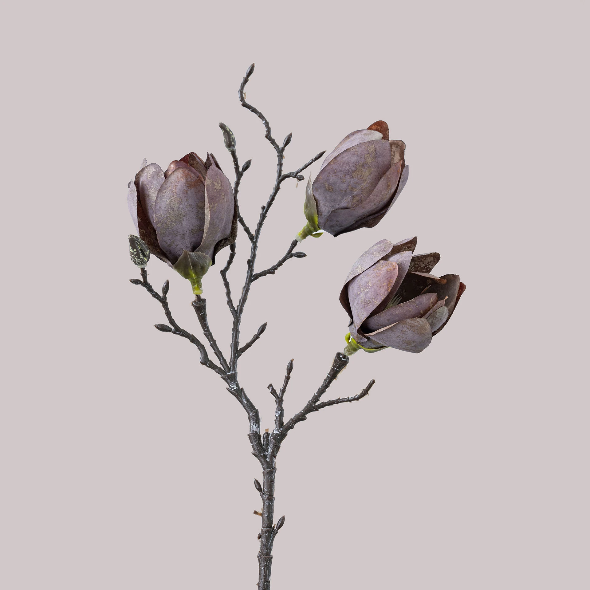 Brown artificial three-head magnolia branch