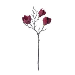 Burgundy artificial three-head magnolia branch