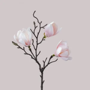 Pink artificial three-head magnolia branch