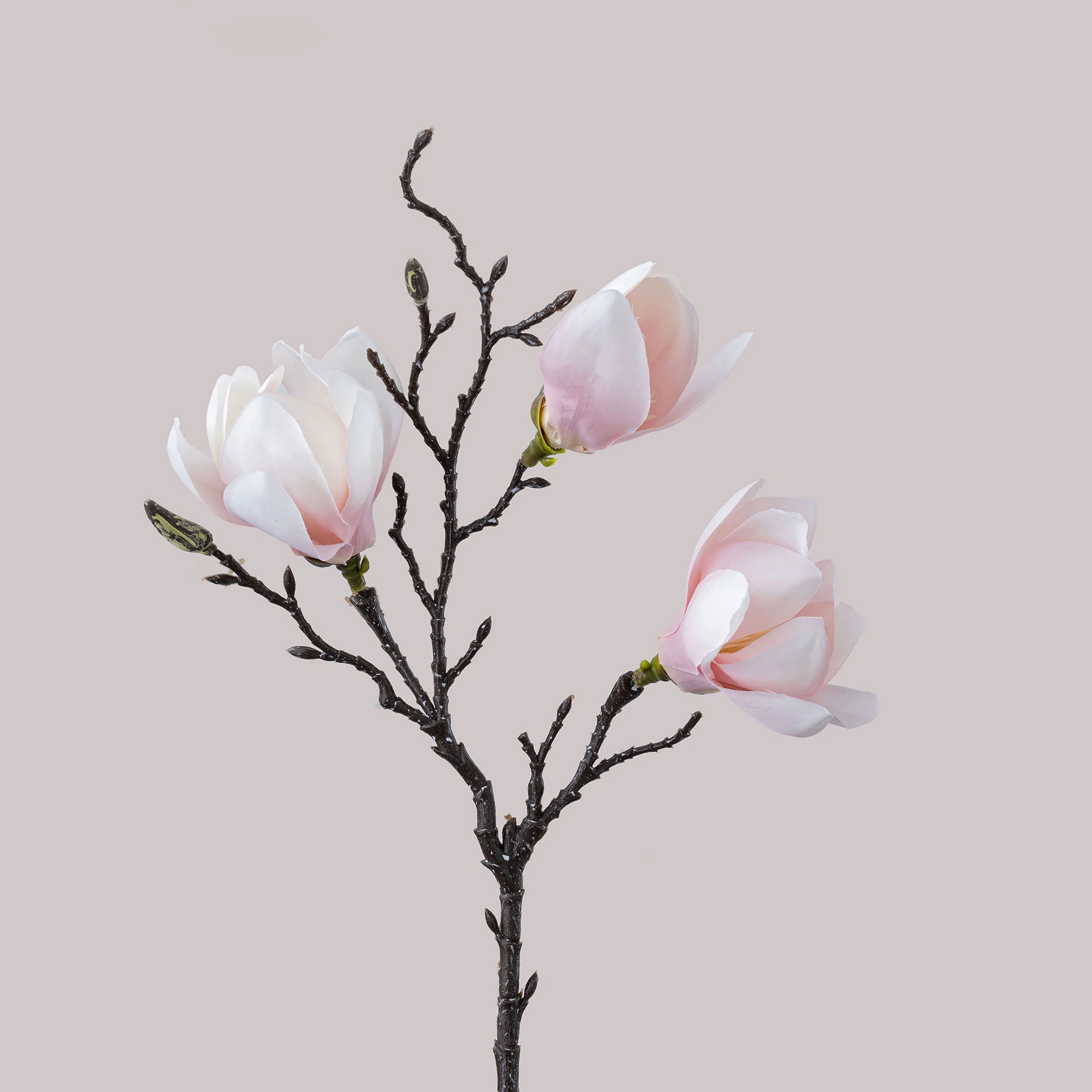 Pink artificial three-head magnolia branch