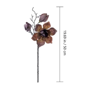Alternate view of brown purple size 50cm artificial three-head magnolia spray