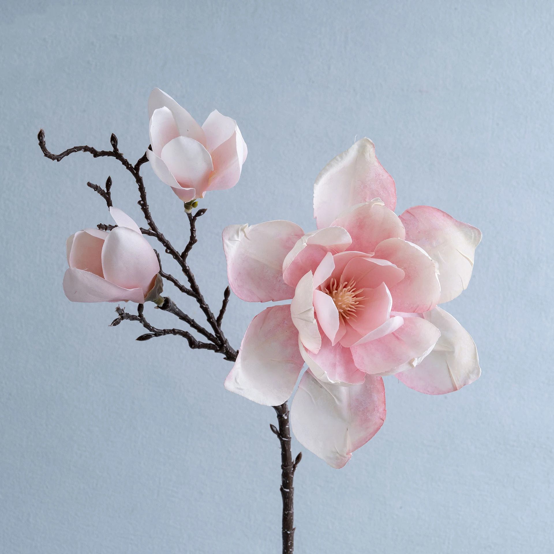 Pink artificial three-head magnolia spray