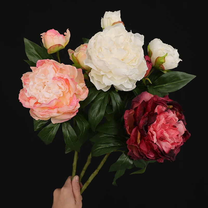Available colors for artificial three-head peony spray